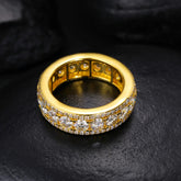 4mm Three  Row Round Cut Moissanite  Eternity Ring
